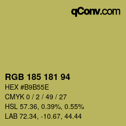Color code: RGB 185 181 94 | qconv.com