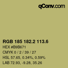 カラーコード: RGB 185 182.2 113.6 | qconv.com