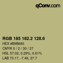 カラーコード: RGB 185 182.2 128.6 | qconv.com