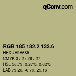 カラーコード: RGB 185 182.2 133.6 | qconv.com