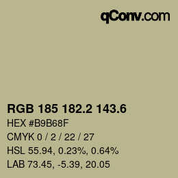 カラーコード: RGB 185 182.2 143.6 | qconv.com