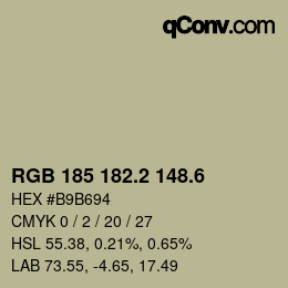 カラーコード: RGB 185 182.2 148.6 | qconv.com