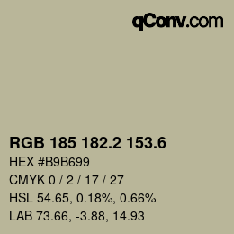 カラーコード: RGB 185 182.2 153.6 | qconv.com