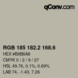 カラーコード: RGB 185 182.2 168.6 | qconv.com