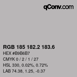 カラーコード: RGB 185 182.2 183.6 | qconv.com