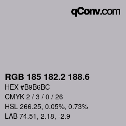 カラーコード: RGB 185 182.2 188.6 | qconv.com