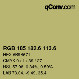 カラーコード: RGB 185 182.6 113.6 | qconv.com