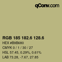 カラーコード: RGB 185 182.6 128.6 | qconv.com