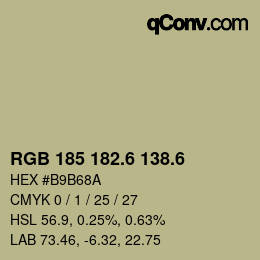 カラーコード: RGB 185 182.6 138.6 | qconv.com