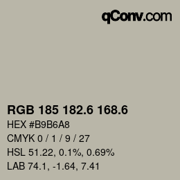 カラーコード: RGB 185 182.6 168.6 | qconv.com