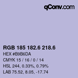 カラーコード: RGB 185 182.6 218.6 | qconv.com