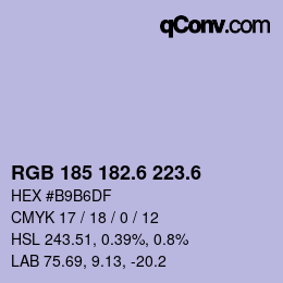 カラーコード: RGB 185 182.6 223.6 | qconv.com