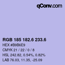カラーコード: RGB 185 182.6 233.6 | qconv.com