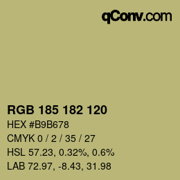 Color code: RGB 185 182 120 | qconv.com