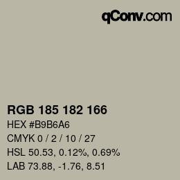 Color code: RGB 185 182 166 | qconv.com