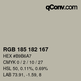 Código de color: RGB 185 182 167 | qconv.com