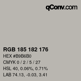颜色代码: RGB 185 182 176 | qconv.com