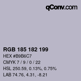 Color code: RGB 185 182 199 | qconv.com