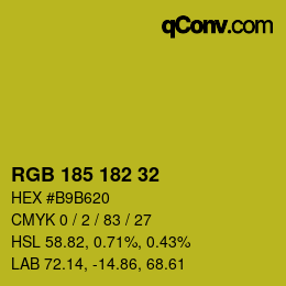 Color code: RGB 185 182 32 | qconv.com