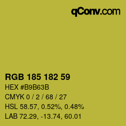 Color code: RGB 185 182 59 | qconv.com