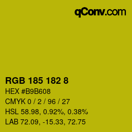 Color code: RGB 185 182 8 | qconv.com