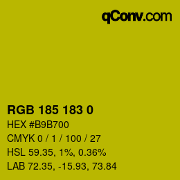 Color code: RGB 185 183 0 | qconv.com
