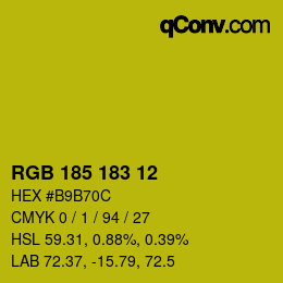 Color code: RGB 185 183 12 | qconv.com