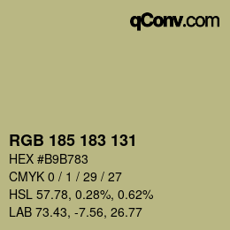Color code: RGB 185 183 131 | qconv.com