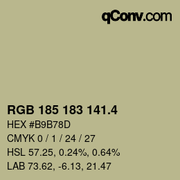 カラーコード: RGB 185 183 141.4 | qconv.com