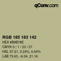 Color code: RGB 185 183 142 | qconv.com