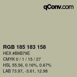 Color code: RGB 185 183 158 | qconv.com