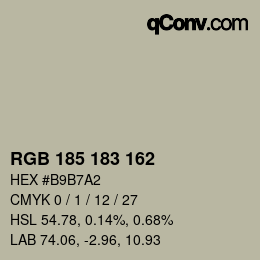 Farbcode: RGB 185 183 162 | qconv.com