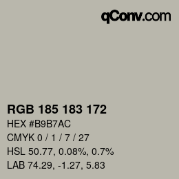 Color code: RGB 185 183 172 | qconv.com