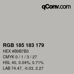 Color code: RGB 185 183 179 | qconv.com