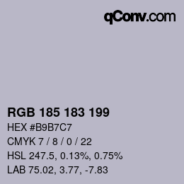 Farbcode: RGB 185 183 199 | qconv.com