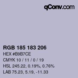 Color code: RGB 185 183 206 | qconv.com