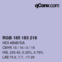 Color code: RGB 185 183 218 | qconv.com