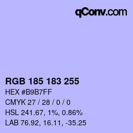 Color code: RGB 185 183 255 | qconv.com