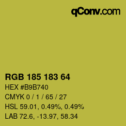 Color code: RGB 185 183 64 | qconv.com