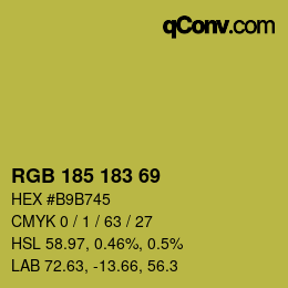 Color code: RGB 185 183 69 | qconv.com