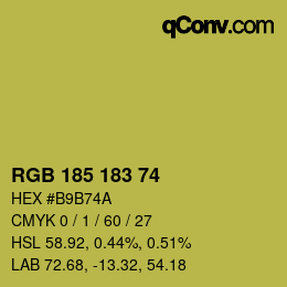 Color code: RGB 185 183 74 | qconv.com