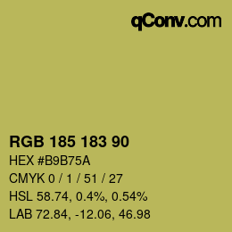 Color code: RGB 185 183 90 | qconv.com