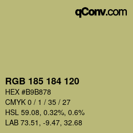 Color code: RGB 185 184 120 | qconv.com
