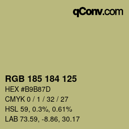 Color code: RGB 185 184 125 | qconv.com
