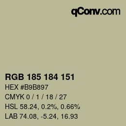 Color code: RGB 185 184 151 | qconv.com
