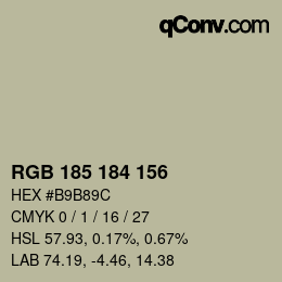 Color code: RGB 185 184 156 | qconv.com