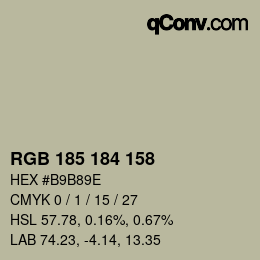 Code couleur: RGB 185 184 158 | qconv.com