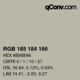 颜色代码: RGB 185 184 166 | qconv.com