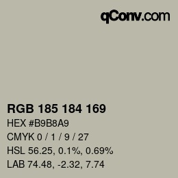 Código de color: RGB 185 184 169 | qconv.com