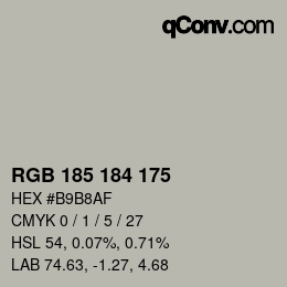 Color code: RGB 185 184 175 | qconv.com